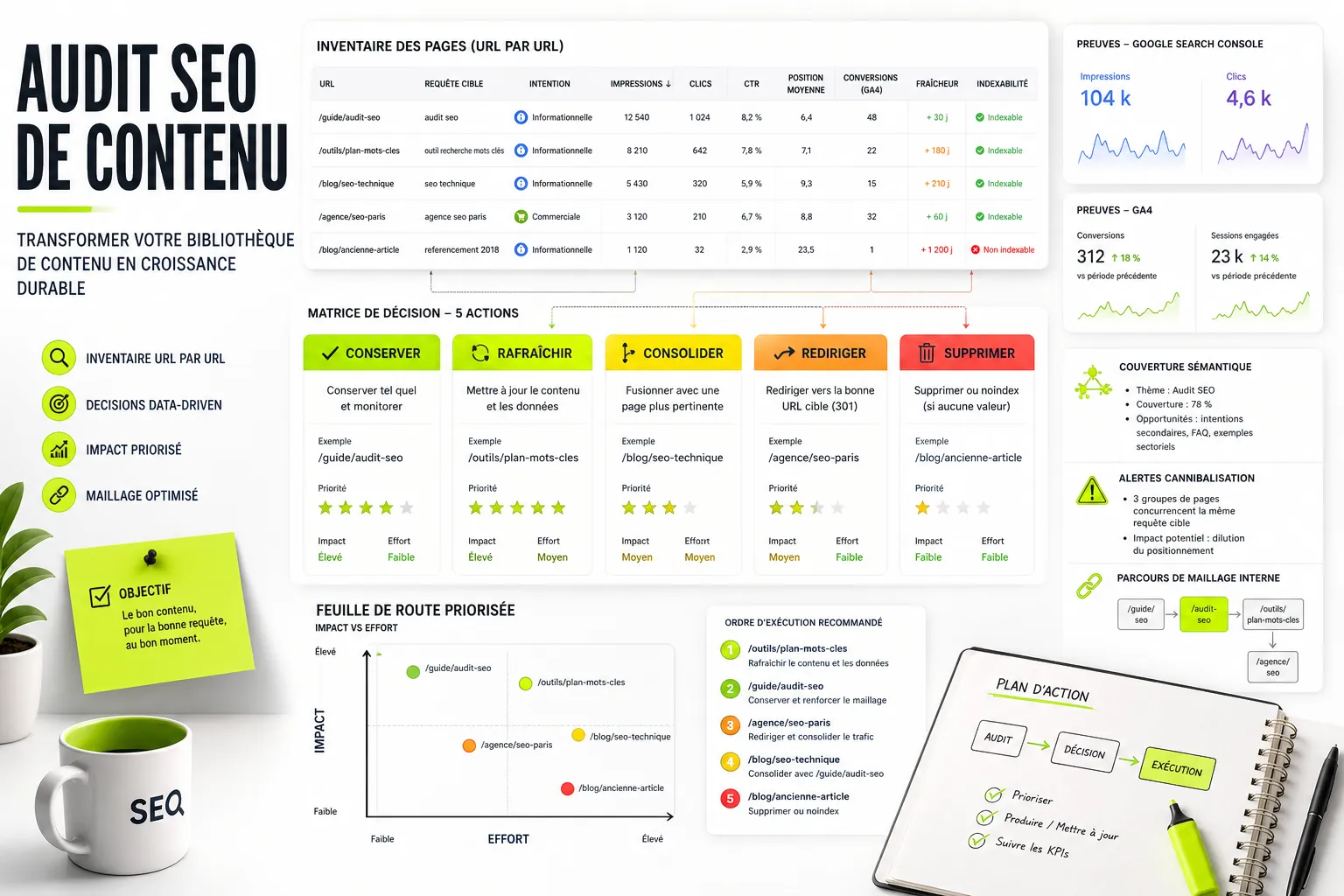Audit de contenu SEO : méthode étape par étape et matrice d'arbitrage