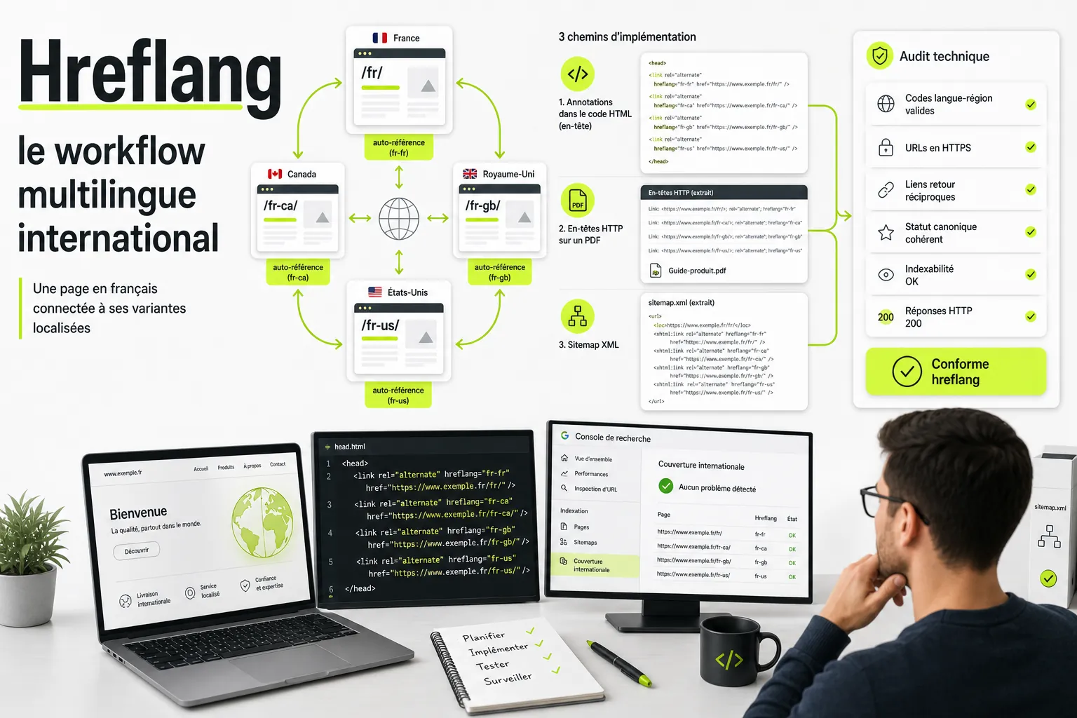 Guide hreflang : implémentation technique, règles et audit SEO