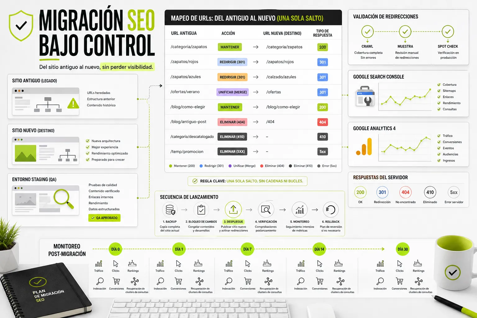 Migración SEO: Guía paso a paso y checklist de control de riesgos